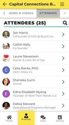 Attendee Profile List on BuzzIt